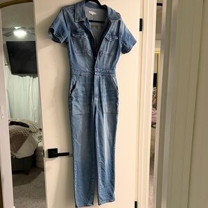Good American Denim Jumpsuit with Short Sleeves